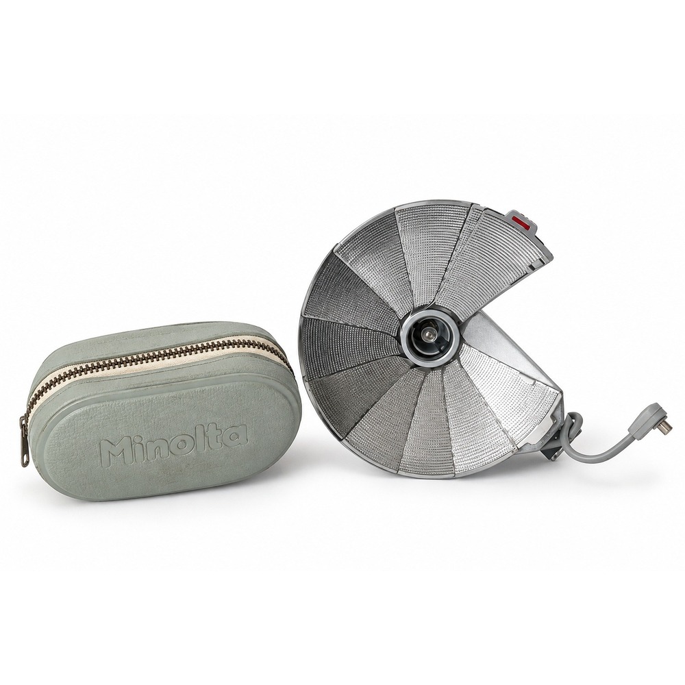 Vintage Minolta Junior B.C. Folding Flash Unit Fan Reflector w/ Case Japan